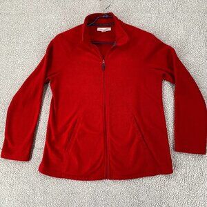 Carole Hochman Jacket Womans Full Zip Long Sleeve Red Fleece Pockets Vintage
